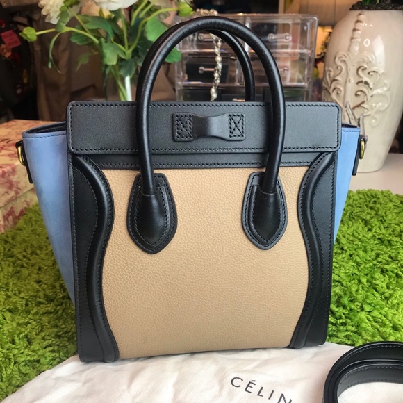 Auth Celine Tricolor Suede Leather Nano Crossbody - Picture 3 of 8